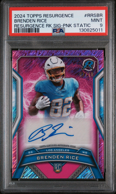 2024 Topps Resurgence Resurgence Rookie Signatures Pink Static Brenden Rice #RRSBR /10 PSA 9