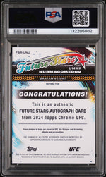 2024 Topps Chrome UFC Future Stars Autographs Future Stars Au-Refractor Umar Nurmagomedov #FSAUNU /150 PSA 9