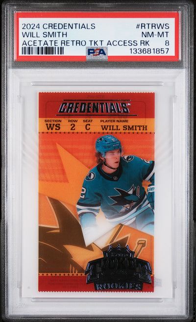 2024 Upper Deck Credentials Acetate Retro Ticket Access Rookies Will Smith #RTRWS PSA 8