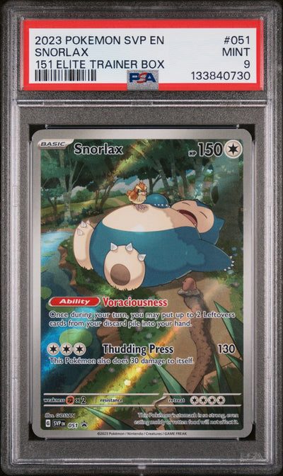 2023 Pokemon Black Star Promo 151 Elite Trainer Box Snorlax #051 PSA 9