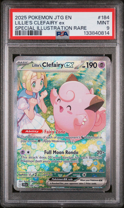 2025 Pokemon Scarlet and Violet Journey Together Special Illustration Rare Lillie's Clefairy Ex #184 PSA 9