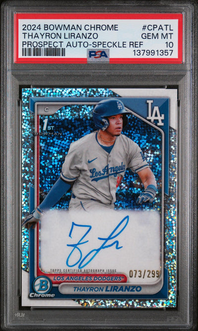 2024 Bowman Chrome Prospect Autographs Prospect Auto-Speckle Ref Thayron Liranzo #CPATL /299 PSA 10