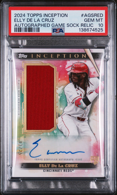 2024 Topps Inception Autographed Game Sock Relic Elly De La Cruz #AGSRED /25 PSA 10