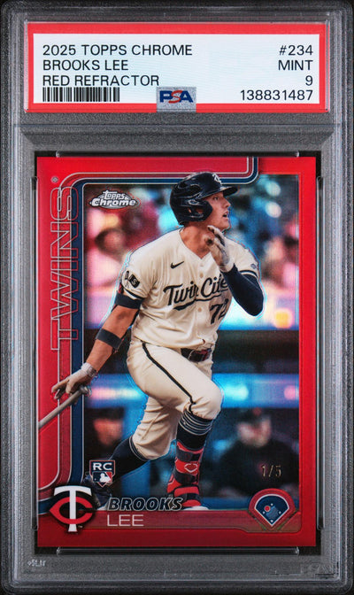 2025 Topps Chrome Red Refractor Brooks Lee #234 /5 PSA 9