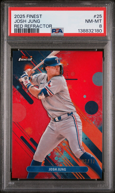 2025 Finest Red Refractor Josh Jung #25 /10 PSA 8