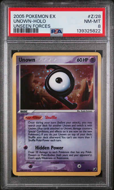 2005 Pokemon Ex Unseen Forces Holo Unown #Z/28 PSA 8