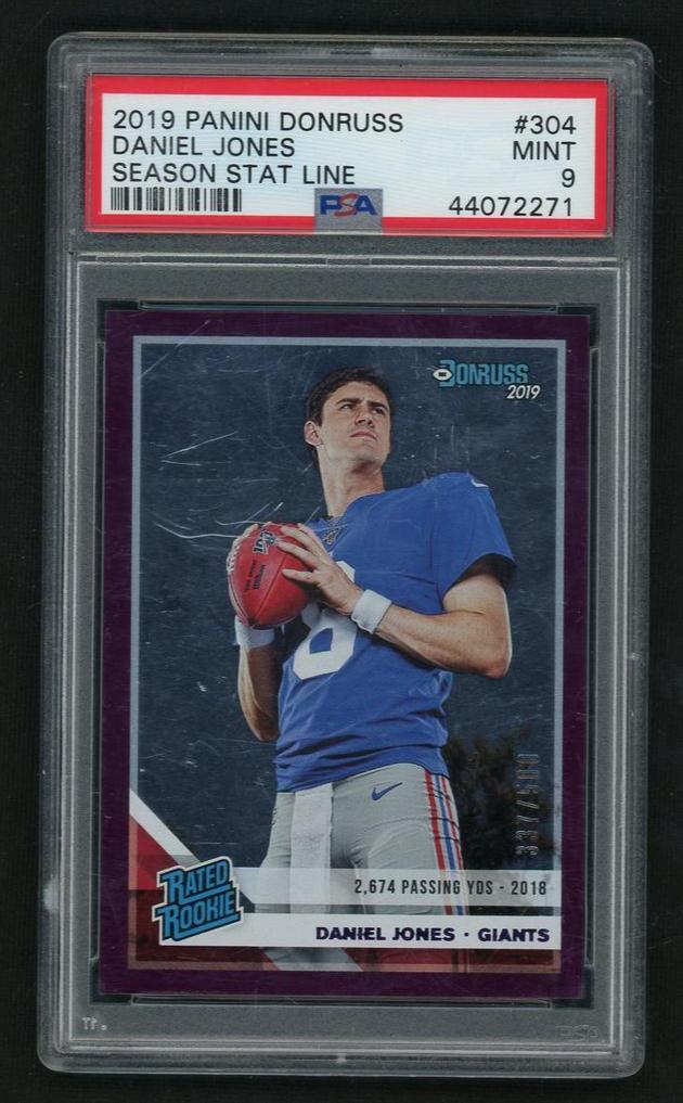 2019 Panini Donruss Stat Line Season Daniel Jones #304 /500 PSA 9