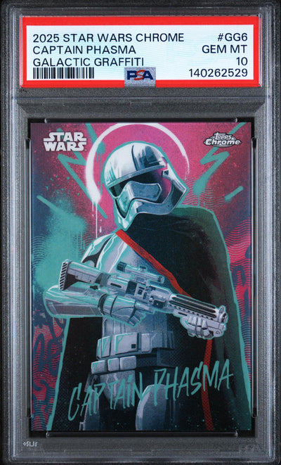 2025 Topps Chrome Star Wars Galactic Graffiti Captain Phasma #GG6 PSA 10