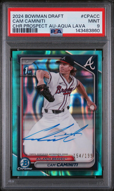2024 Bowman Draft Aqua Lava Refractor Cam Caminiti #CPA-CC /199 PSA 9