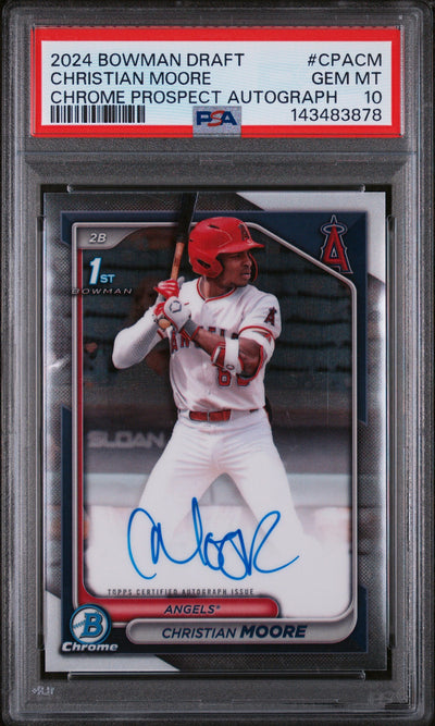 2024 Bowman Draft Chrome Prospect Autograph Christian Moore #CPACM PSA 10