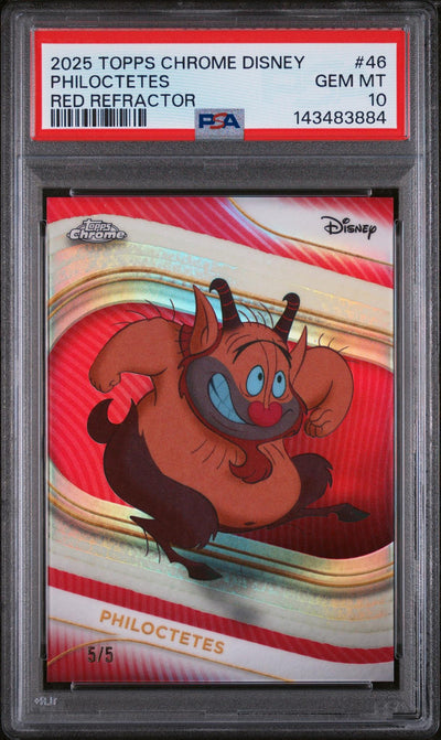 2025 Topps Chrome Disney Red Refractor Philoctetes #46 5/5 PSA 10