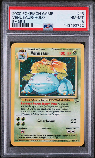 2000 Pokemon Base Set 2 Holo Venusaur #18 PSA 8