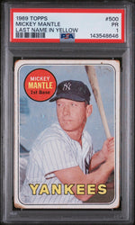 1969 Topps Yellow Letters Mickey Mantle #500 PSA 1