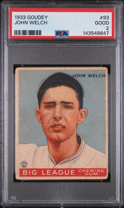 1933 Goudey John Welch #93 PSA 2