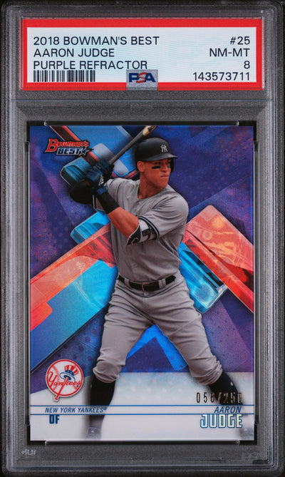 2018 Bowman's Best Purple Refractor Aaron Judge #25 /250 PSA 8
