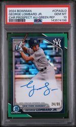 2024 Chrome Prospect Autographs Green Refractors George Lombard Jr. #CPAGLO /99 PSA 10