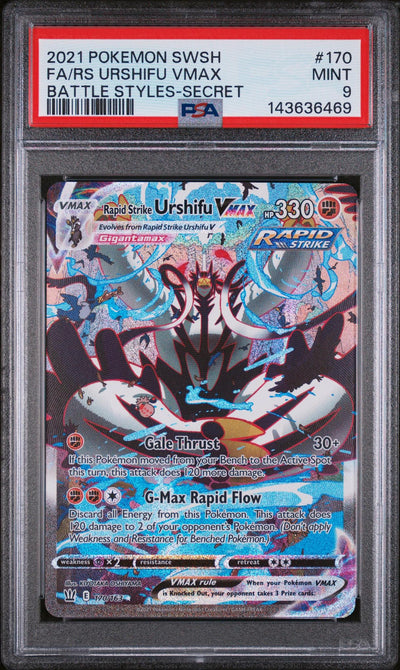 2021 Pokemon Sword and Shield Battle Styles Secret Rare Rapid Strike Urshifu Vmax #170 PSA 9
