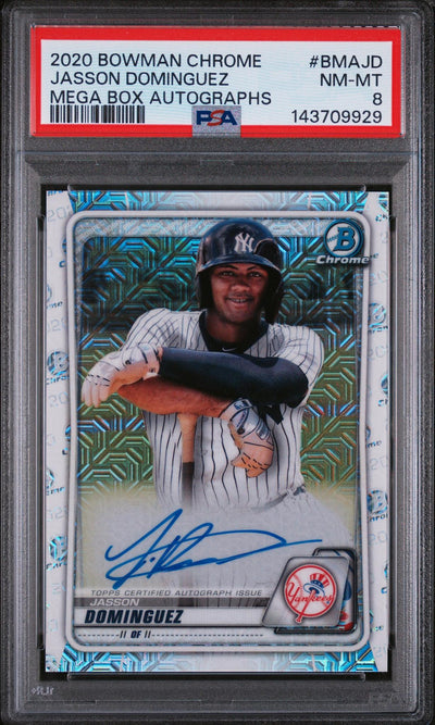 2020 Bowman Chrome Mega Box Prospect Autograph Refractor Jasson Dominguez #BMAJD PSA 8