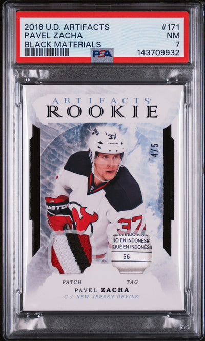 2016 Upper Deck Artifacts Black Materials Pavel Zacha #171 PSA 7