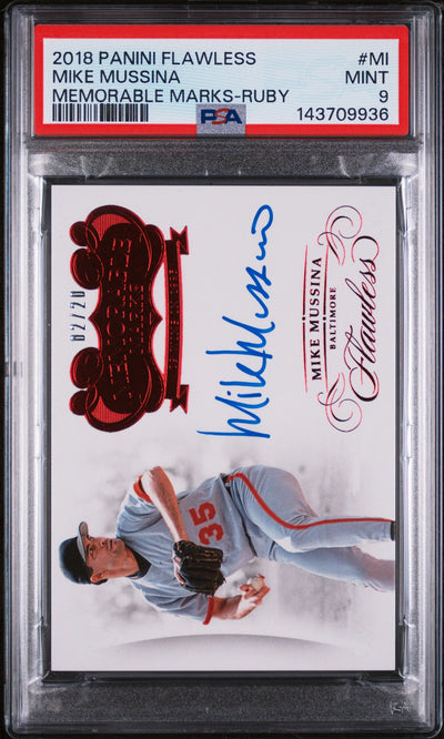 2018 Panini Flawless Memorable Marks Ruby Mike Mussina #MI /20 PSA 9