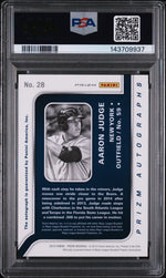 2015 Panini Prizm Autograph Prizms Red Power Aaron Judge #28 /125 PSA 9