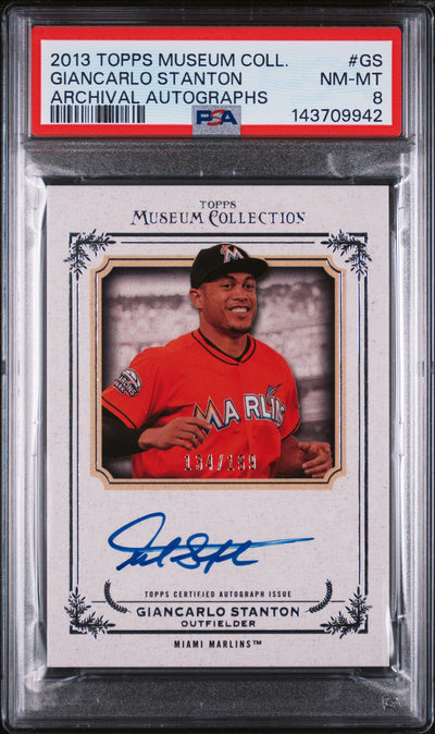 2013 Topps Museum Collection Archival Autographs Giancarlo Stanton #GS /199 PSA 8
