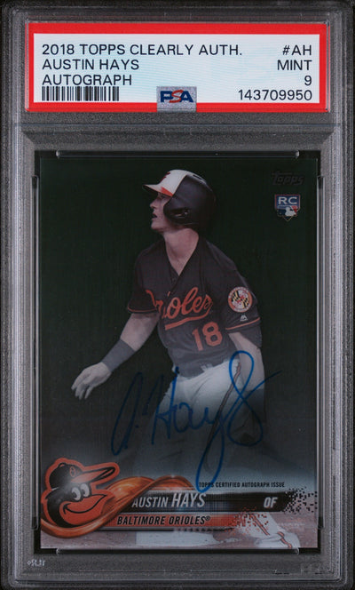 2018 Topps Clearly Authentic Autograph Austin Hays #AH PSA 9