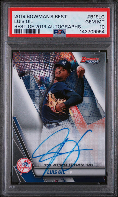 2019 Bowman's Best Best of '19 Autographs Luis Gil #B19LG PSA 10