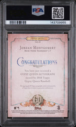 2018 Topps Gypsy Queen Autograph Jordan Montgomery #GQAJM PSA 8