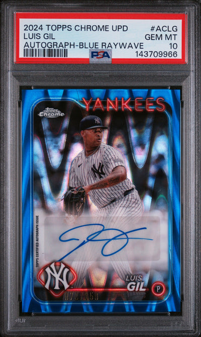 2024 Chrome Update Autographs Blue Raywave Refractors Luis Gil #ACLG /150 PSA 10