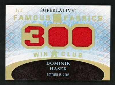 2015 In The Game Superlative 3WC-05 Dominik Hasek Famous Fabrics 300 Win Club 1/1