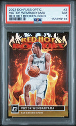 2023 Panini Donruss Optic Red Hot Rookies Gold Victor Wembanyama #2 /70 PSA 7