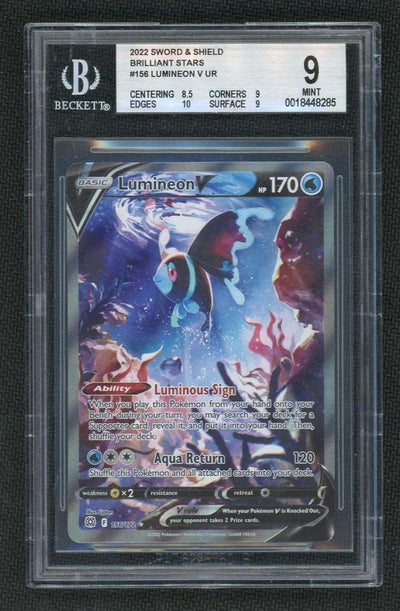 2022 Pokemon Sword and Shield Brilliant Stars Lumineon V #156 BGS 9