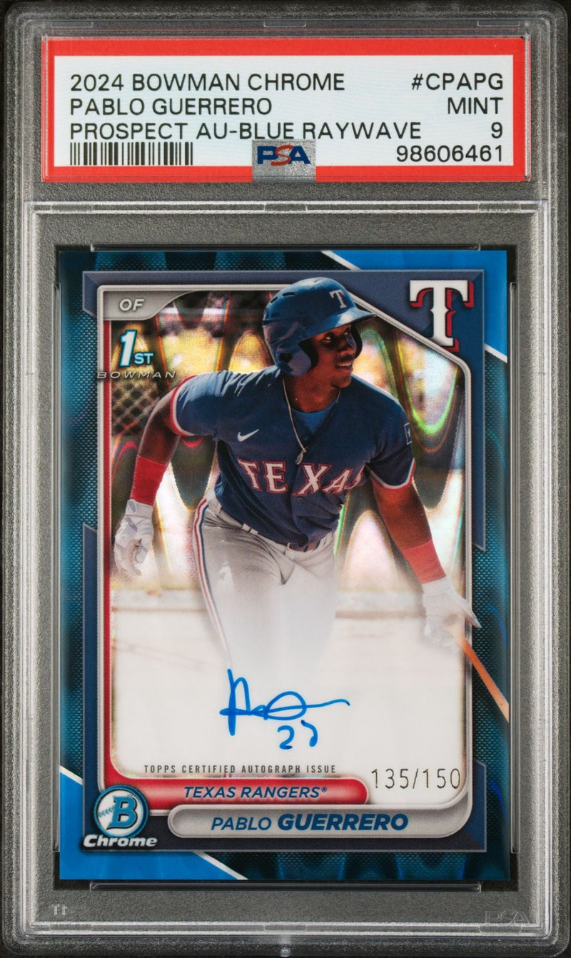 2024 Bowman Chrome Blue RayWave Pablo Guerrero #CPA-PG Auto /150 PSA 9
