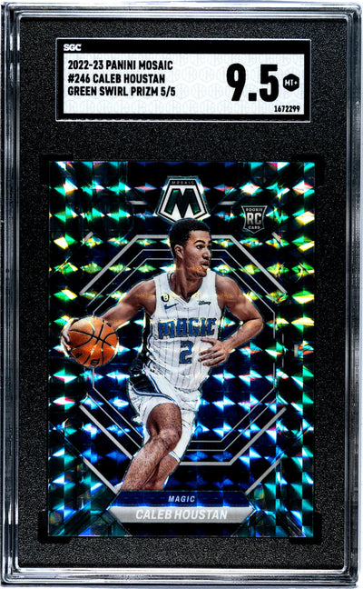 2022-23 Panini Mosaic Green Swirl Caleb Houstan #246 RC /5 SGC 9.5