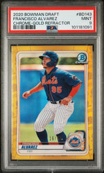 2020 Bowman Chrome Draft Gold Refractor Francisco Alvarez #BD143 /50 PSA 9