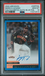 2024 Topps Archives Blue Foil Marco Luciano #00FFML RC Auto /25 PSA 10