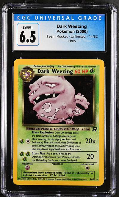2000 Pokemon #14/82 Dark Weezing Team Rocket - Unlimited CGC 6.5