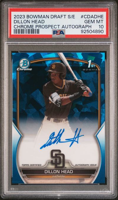 2023 Bowman Draft Sapphire Edition Chrome Prospect Autographs Dillon Head #CDADHE /199 PSA 10