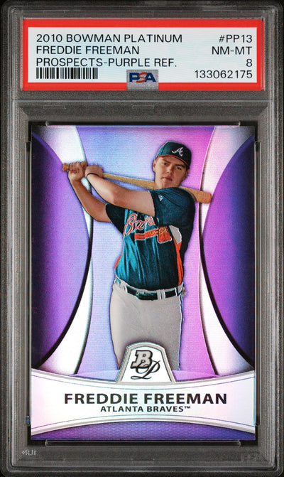 2010 Bowman Platinum Prospects Purple Refractor Freddie Freeman #PP13 PSA 8