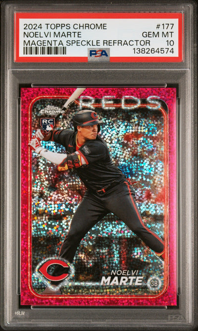 2024 Topps Chrome Magenta Speckle Refractor Noelvi Marte #177 PSA 10