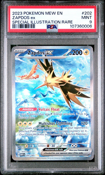 2023 Pokemon Mew Special Illustration Rare Zapdos Ex #202 PSA 9