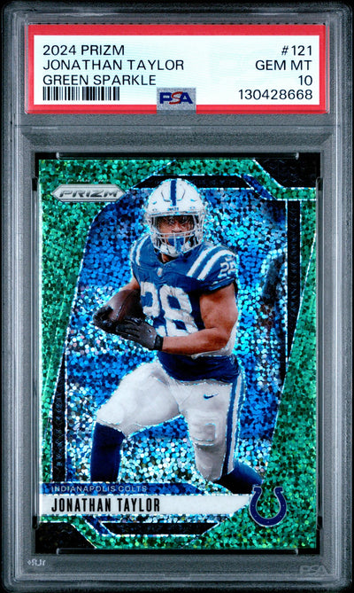 2024 Panini Prizm Green Sparkle Jonathan Taylor #121 /8 PSA 10