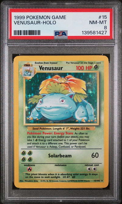 1999 Pokemon Base Set Holo Venusaur #15 PSA 8
