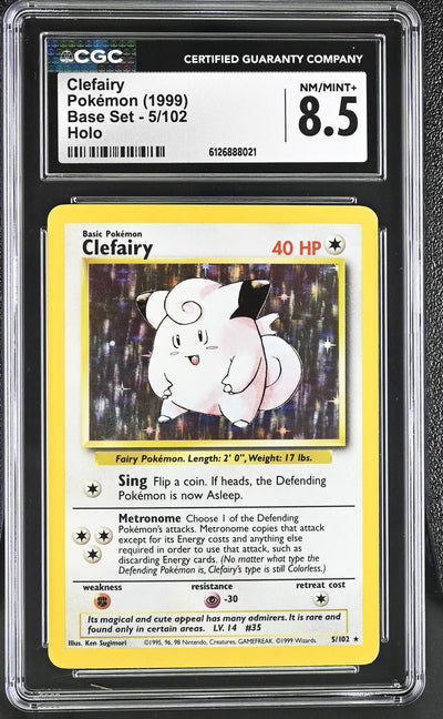 1999 Pokemon #5/102 Clefairy Base Set Holo CGC 8.5