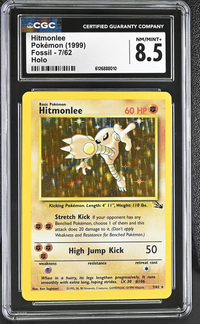 1999 Pokemon #7/62 Hitmonlee Fossil CGC 8.5