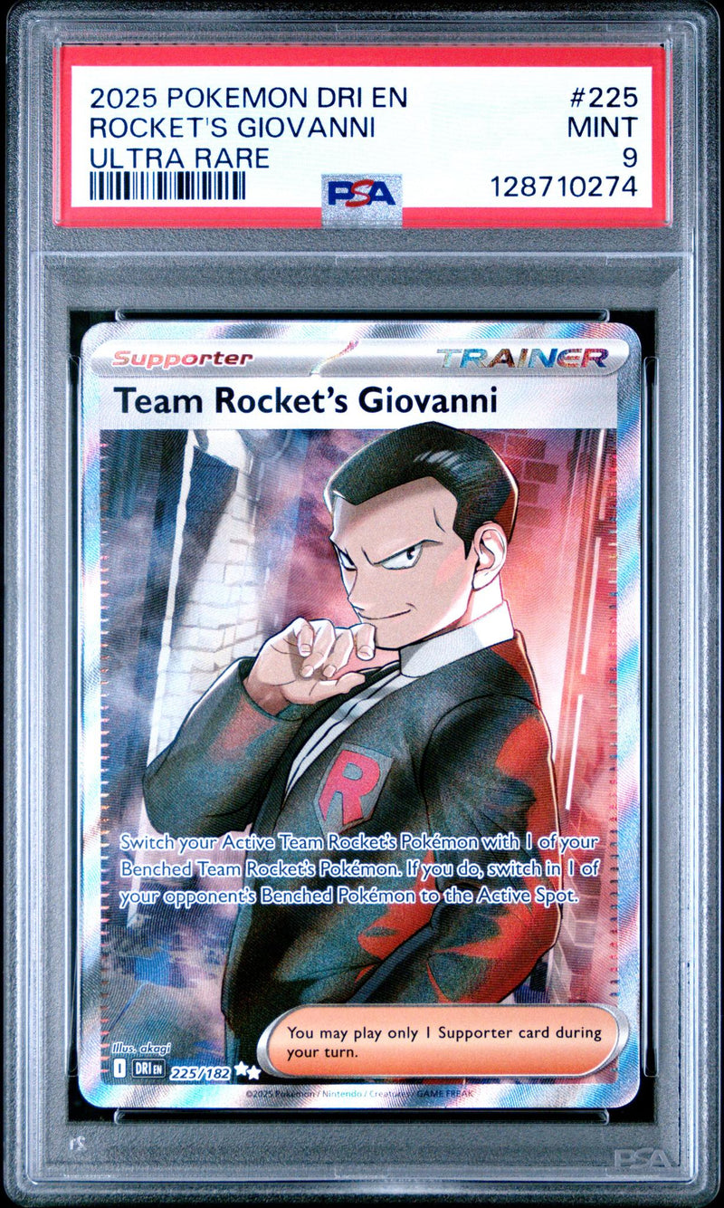2025 Pokemon Scarlet and Violet Destined Rivals Ultra Rare Team Rocket's Giovanni #225 PSA 9