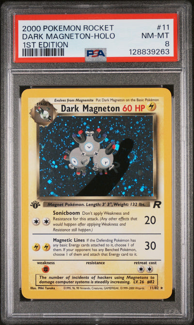 2000 Pokemon Team Rocket 1st Edition Holo Dark Magneton #11 PSA 8
