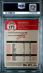 2022 Topps Chrome Platinum Anniversary Black and White Mini-Diamond Refractors Julio Rodriguez #171 PSA 9