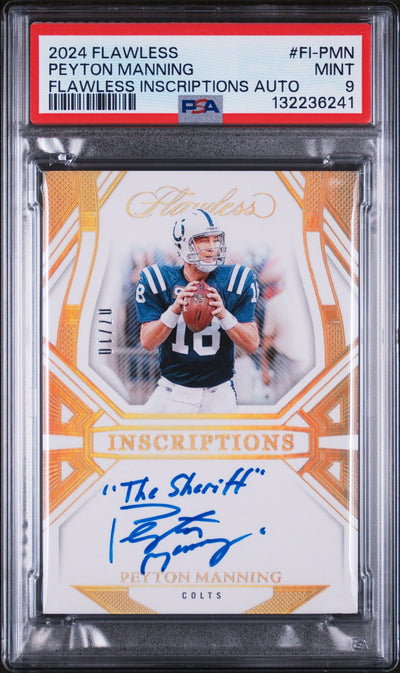 2024 Panini Flawless Flawless Inscriptions Autographs Peyton Manning #FI-PMN /10 PSA 9